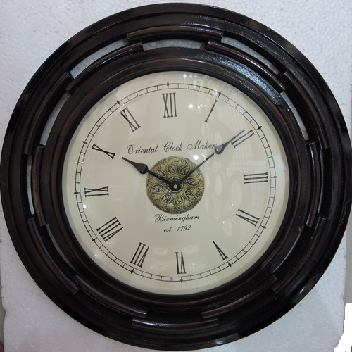 Black Wooden Polished Wall Clock