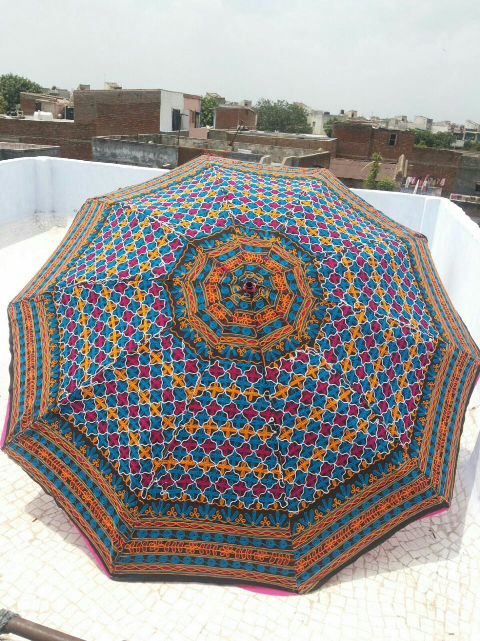 Rajasthani Embroidery Garden Umbrella - Color: Multicolor