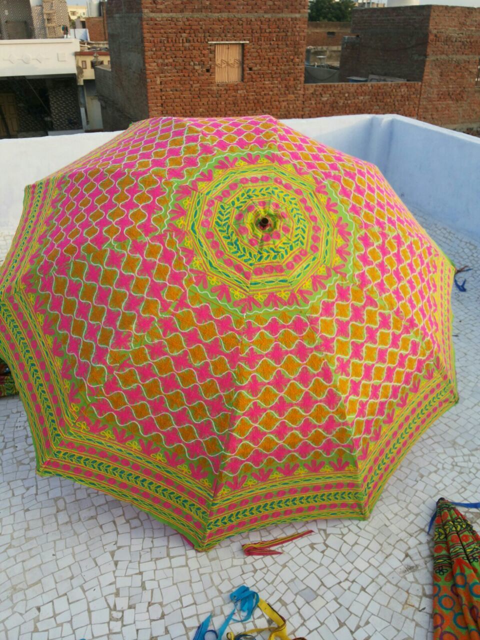 Rajasthani Embroidery Garden Umbrella - Color: Multicolor