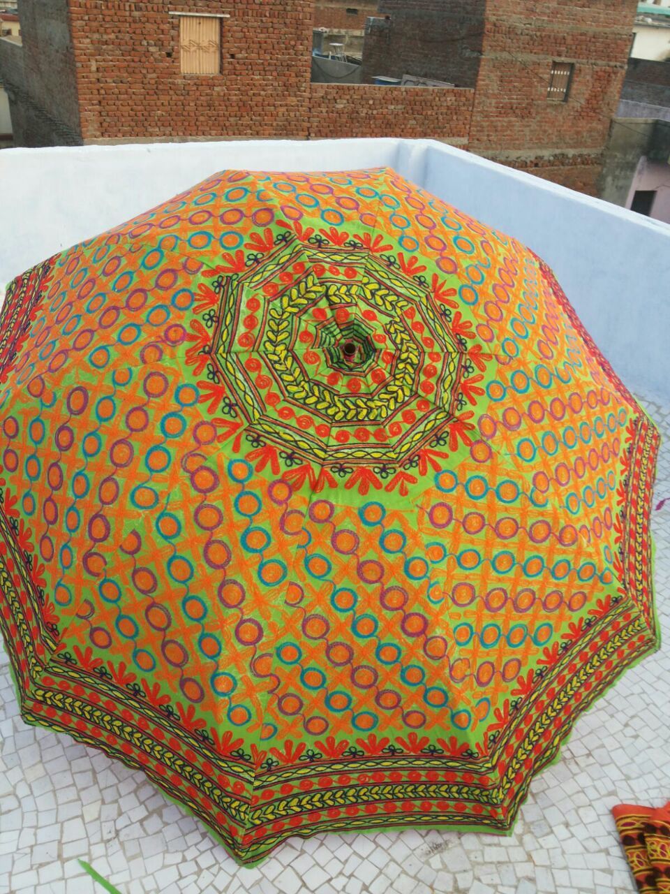 Rajasthani Embroidery Garden Umbrella - Color: Multicolor