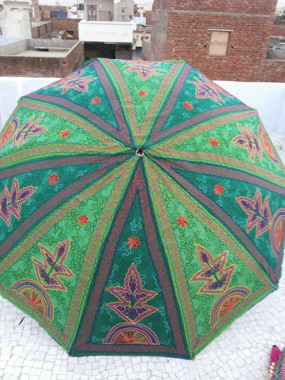 Rajasthani Embroidery Garden Umbrella - Color: Multicolor