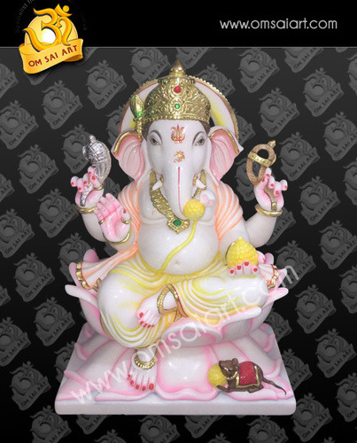 Ganesha Marble Statue Height: 2 Foot (Ft)