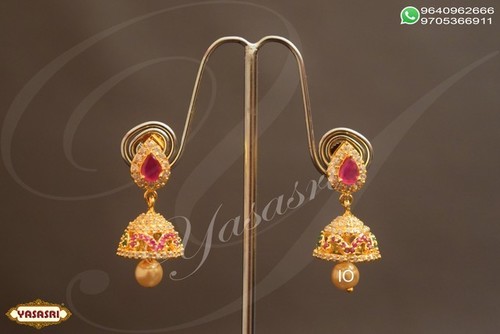 Fancy Earrings - Gold Quartz Design, 3.5mm Thickness | Elegant Golden Jewelry for Women, Ideal for Gifts and Parties