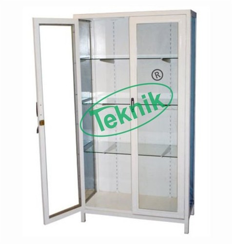 Instrument Cabinet - Metal Frame 750x380x1700mm | Double Glass Doors, Adjustable Shelves, Dust Proof, Security Lock with 2 Keys, Epoxy Coated