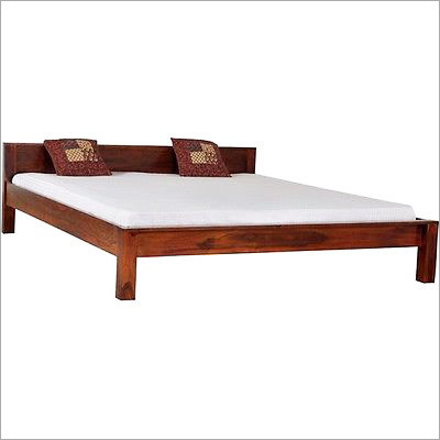 Wooden Double Bed - Sheesham Wood, 6ft x 5ft, Brown Satin Finish | Assembly Required, Sleeps Two Adults Comfortably, 1 Year Warranty