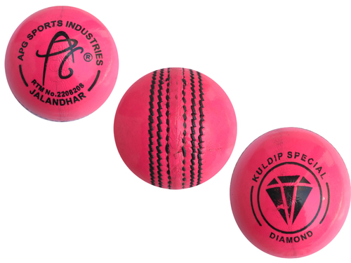 Multicolour Apg Pink Leather Cricket Ball (Kuldip Diamond)