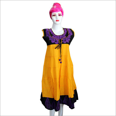 फैंसी कॉटन पीली कुर्ती