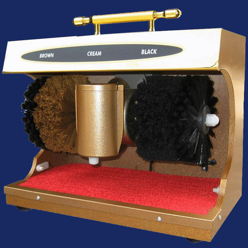 Jet Shoe Shine Machine - Stainless Steel, 14.5lx8bx13h | Automatic Operation, Dual Color Brushes, Hygienic Design, Hands-free Shine