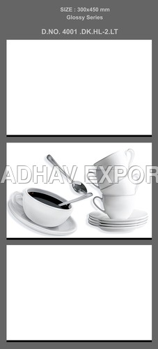 Digital White Wall Tiles - Ceramic, 300 x 450 mm, Any Color | High Gloss Finish, Waterproof, Durable, Easy to Maintain