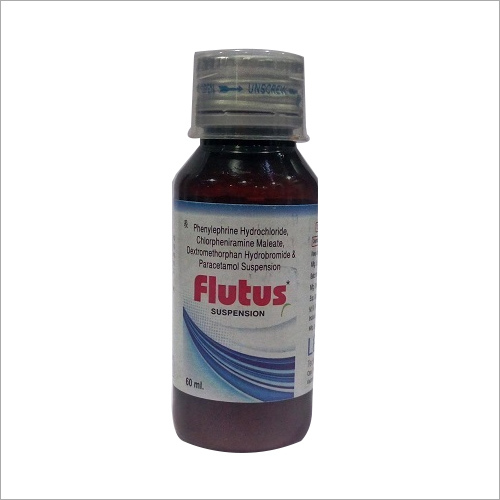 Flutus Suspension - Dextromethorphan Hydrobromide 10 mg, Phenylephrine Hydrochloride 5 mg, Paracetamol 250 mg, Chlorpheniramine Maleate 2 mg, Sunset Yellow, Liquid Form