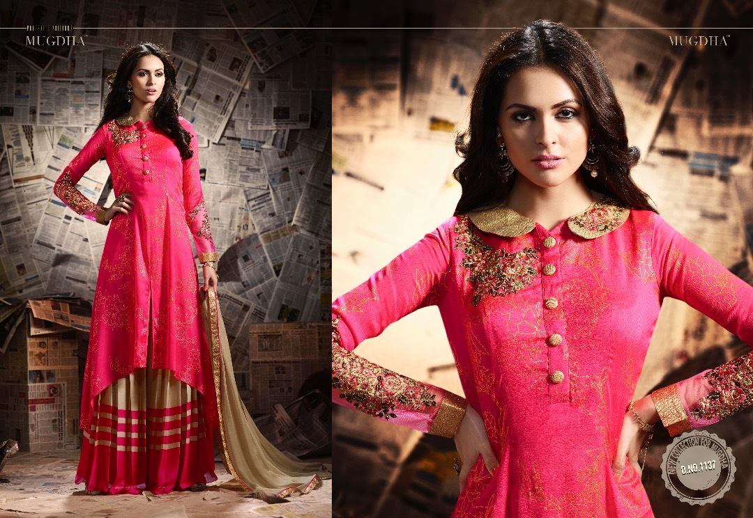 Mugdha Salwar Suit - Pure Fabric Top, Cotton Satin Printed Bottom, Jacquard Net Dupatta With Lace Border | Summer Ethnic Wear, Embroidered Bridal Style, 6 Elegant Designs