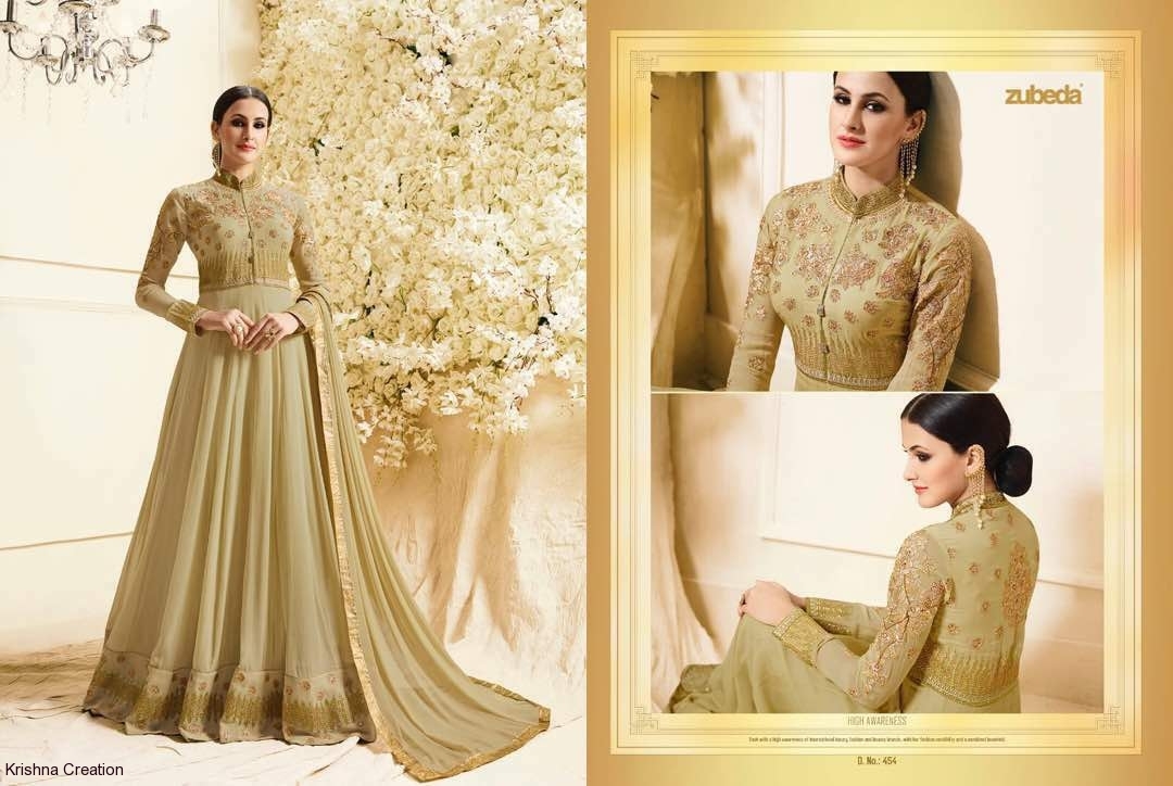 Kali 451-455 Series Salwar Suit - Georgette Top With Embroidery, Santoon Bottom, Nazneen Dupatta With Lace Border, 5 Elegant Designs