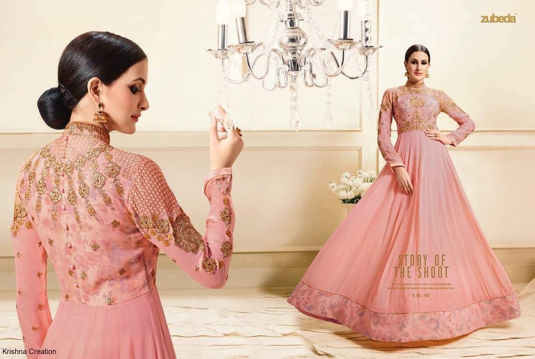 Kali 451-455 Series Salwar Suit - Georgette Top With Embroidery, Santoon Bottom, Nazneen Dupatta With Lace Border, 5 Elegant Designs