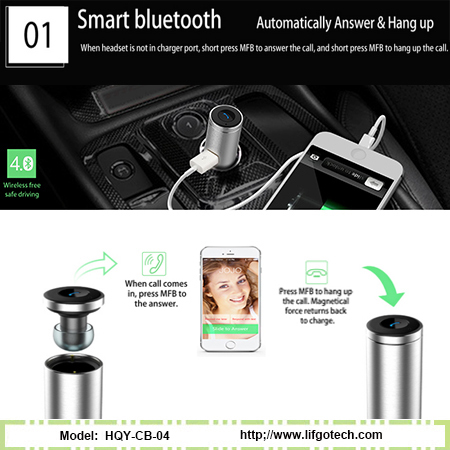 Bluetooth Car Charger - Aluminum Alloy, 24x86mm, Bluetooth 4.0, 25mah Battery, Hands-free Calls