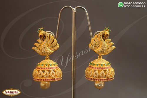 Traditional Earrings - Gold Plated with Quartz and Ruby Stones | 5-10 Grams, Elegant Design for Women, Perfect for Parties and Gifts