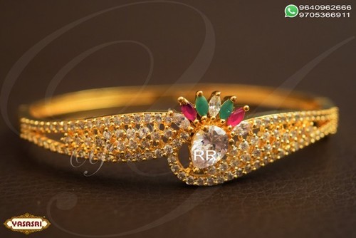 Cz Bracelet - Gold Plated, 50-100 Grams Weight | Unisex and Women's Jewelry for Engagement, Wedding, and Gift Occasions with Quartz and Ruby Stones