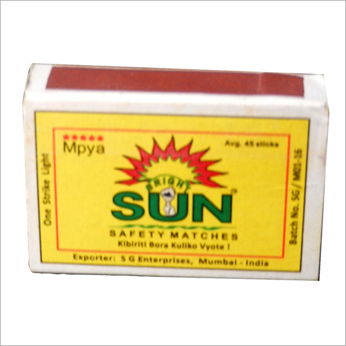 Brightsun Match Box - 42-45 Splints Average, Brown Match Head Color | Safety Matches For High Quality Usage