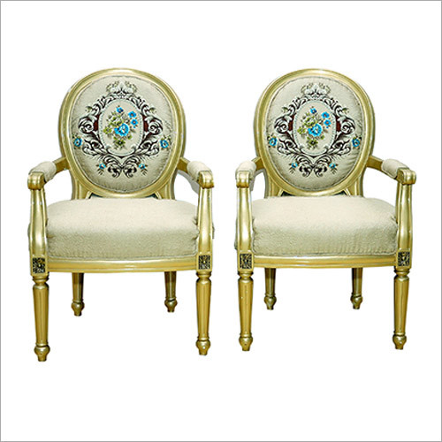 Wood Carving Motive Golden Bedroom Chairs