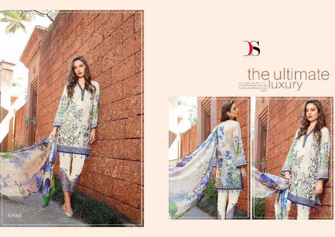 Florent-14 Salwar Suit - Pure Cotton Top With Embroidery, Semi Lawn Bottom With Embroidery, Chiffon Printed Dupatta | Anti-wrinkle, Breathable, Quick Dry, Washable, Full Sleeves, Customized Size, Summer Collection