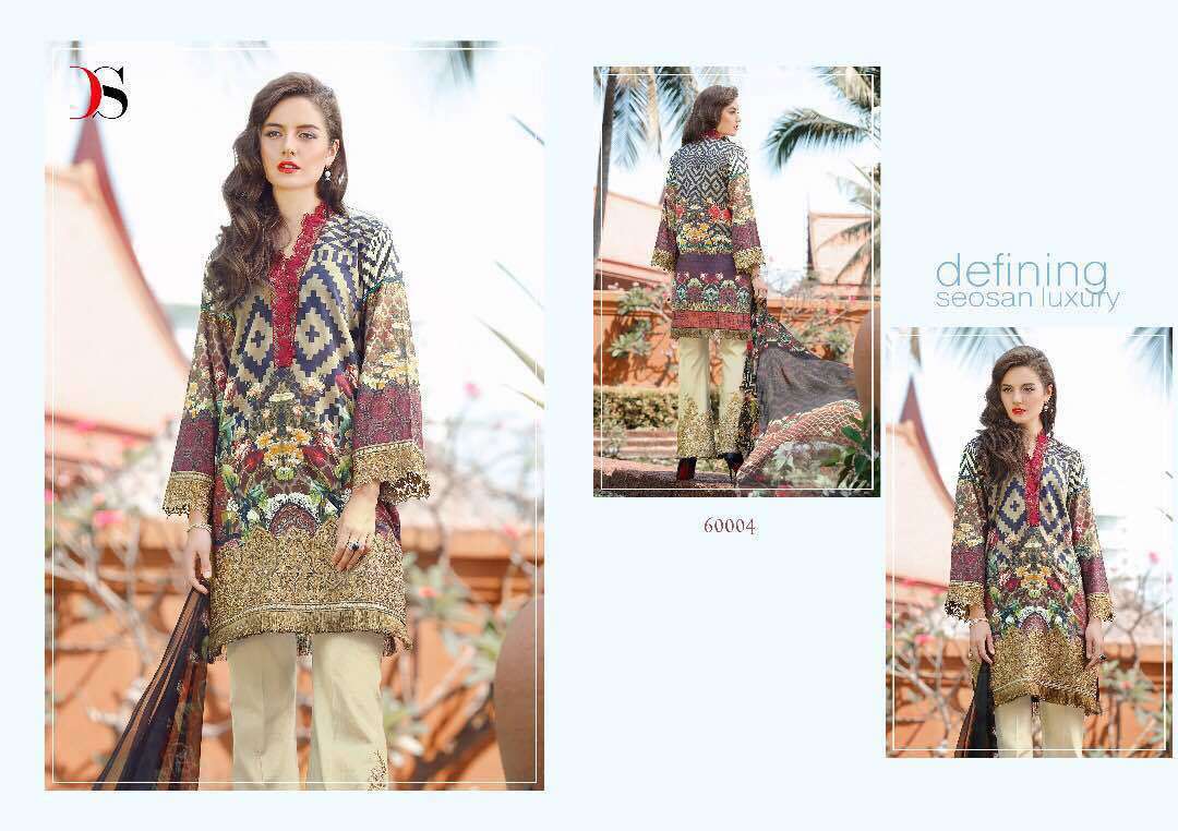 Florent-14 Salwar Suit - Pure Cotton Top With Embroidery, Semi Lawn Bottom With Embroidery, Chiffon Printed Dupatta | Anti-wrinkle, Breathable, Quick Dry, Washable, Full Sleeves, Customized Size, Summer Collection