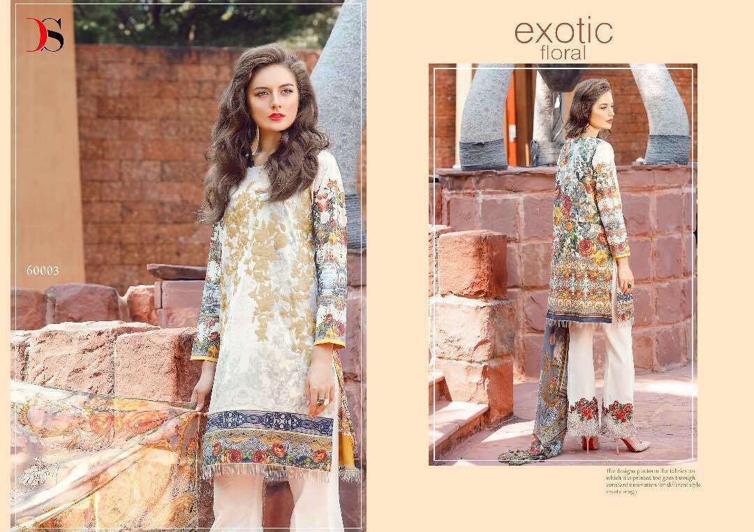 Florent-14 Salwar Suit - Pure Cotton Top With Embroidery, Semi Lawn Bottom With Embroidery, Chiffon Printed Dupatta | Anti-wrinkle, Breathable, Quick Dry, Washable, Full Sleeves, Customized Size, Summer Collection