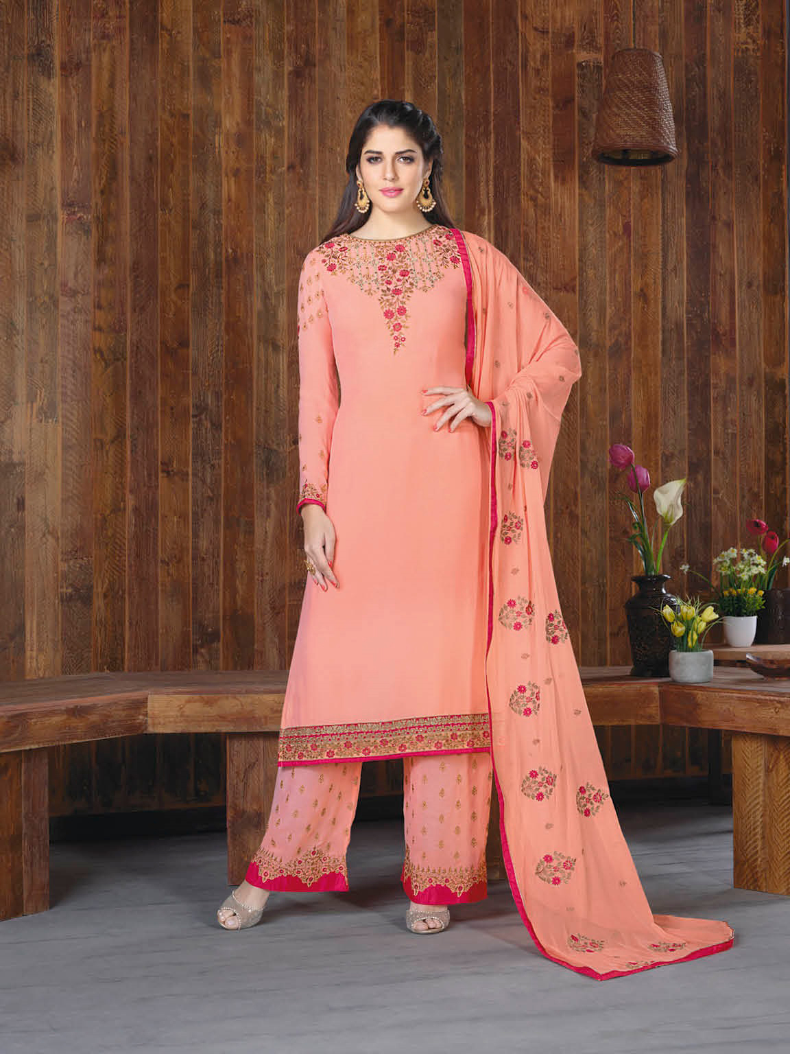 Embroidered Georgette Dress Material