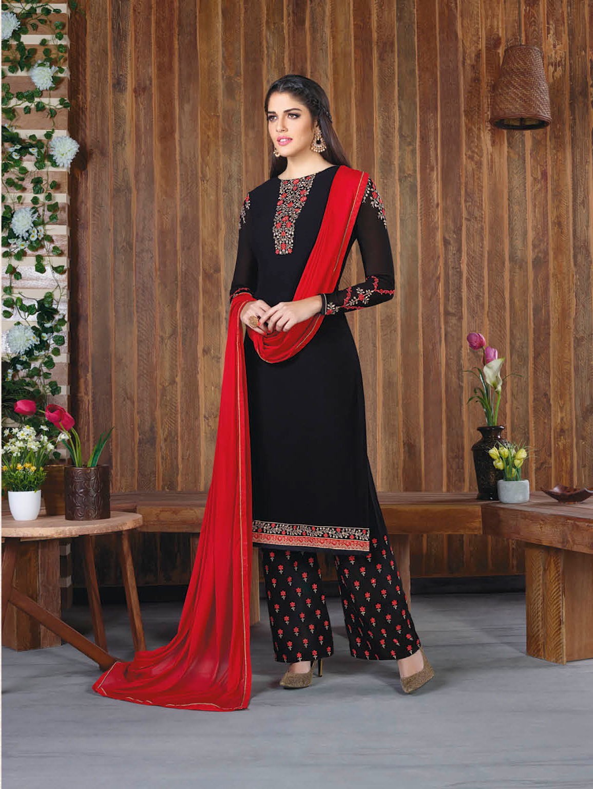 Embroidered Georgette Dress Material