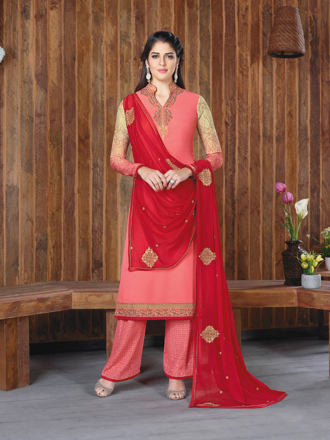 Embroidered Georgette Dress Material