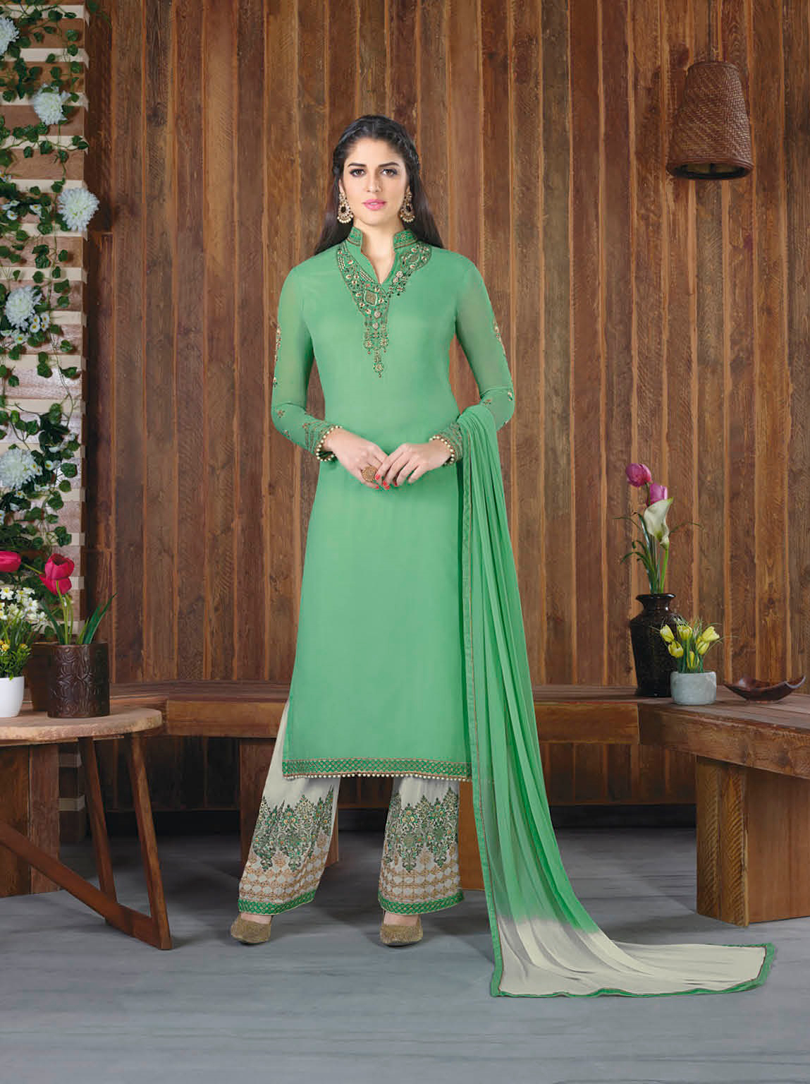 Embroidered Georgette Dress Material