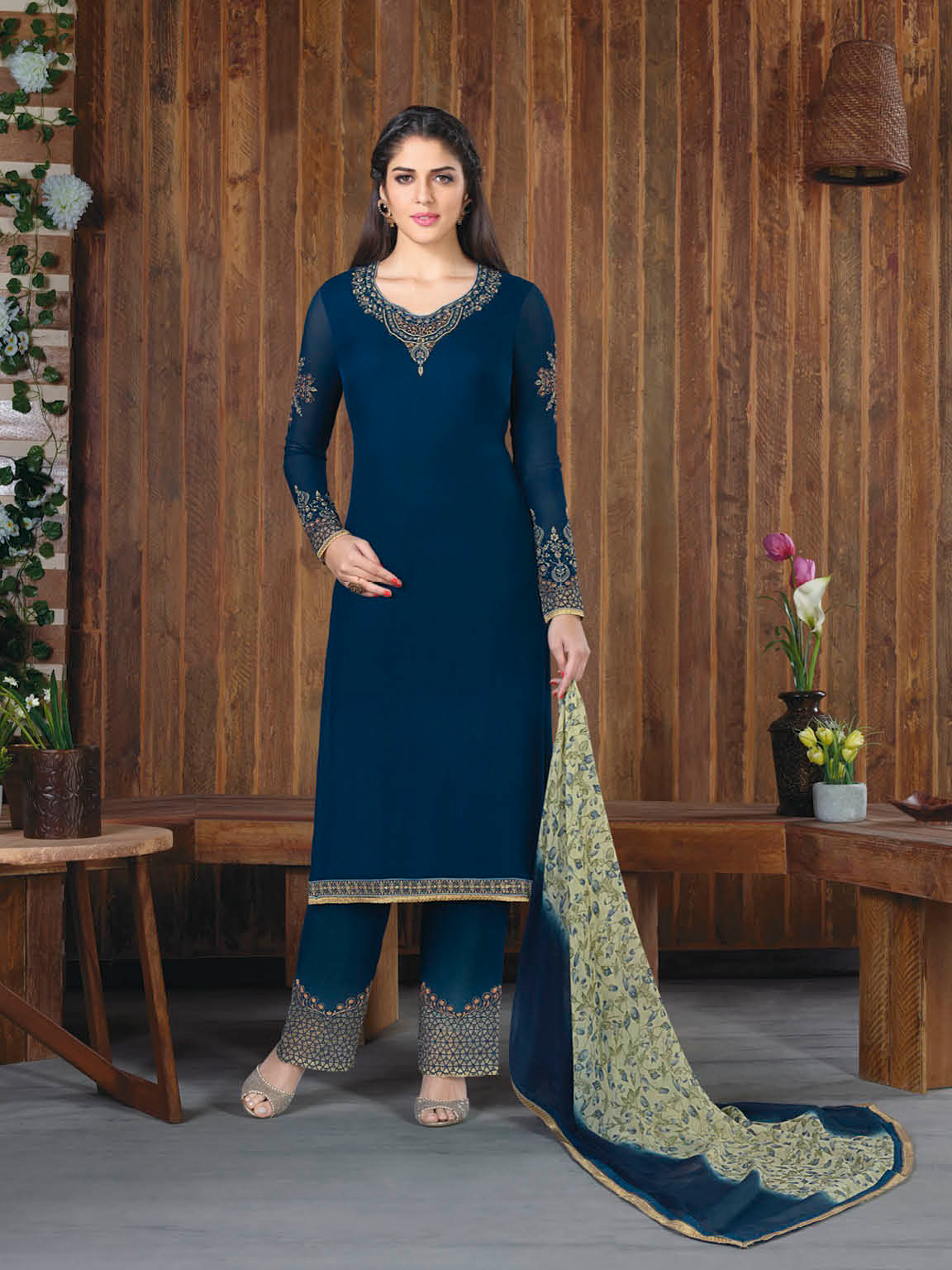 Embroidered Georgette Dress Material