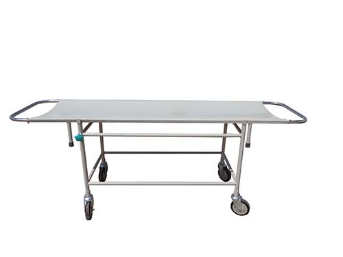 Stretcher Trolley - MS Tubular Design 2130x560x810mm | Features Removable Stretcher, 100cm Dia Castors, Epoxy Powder Coated