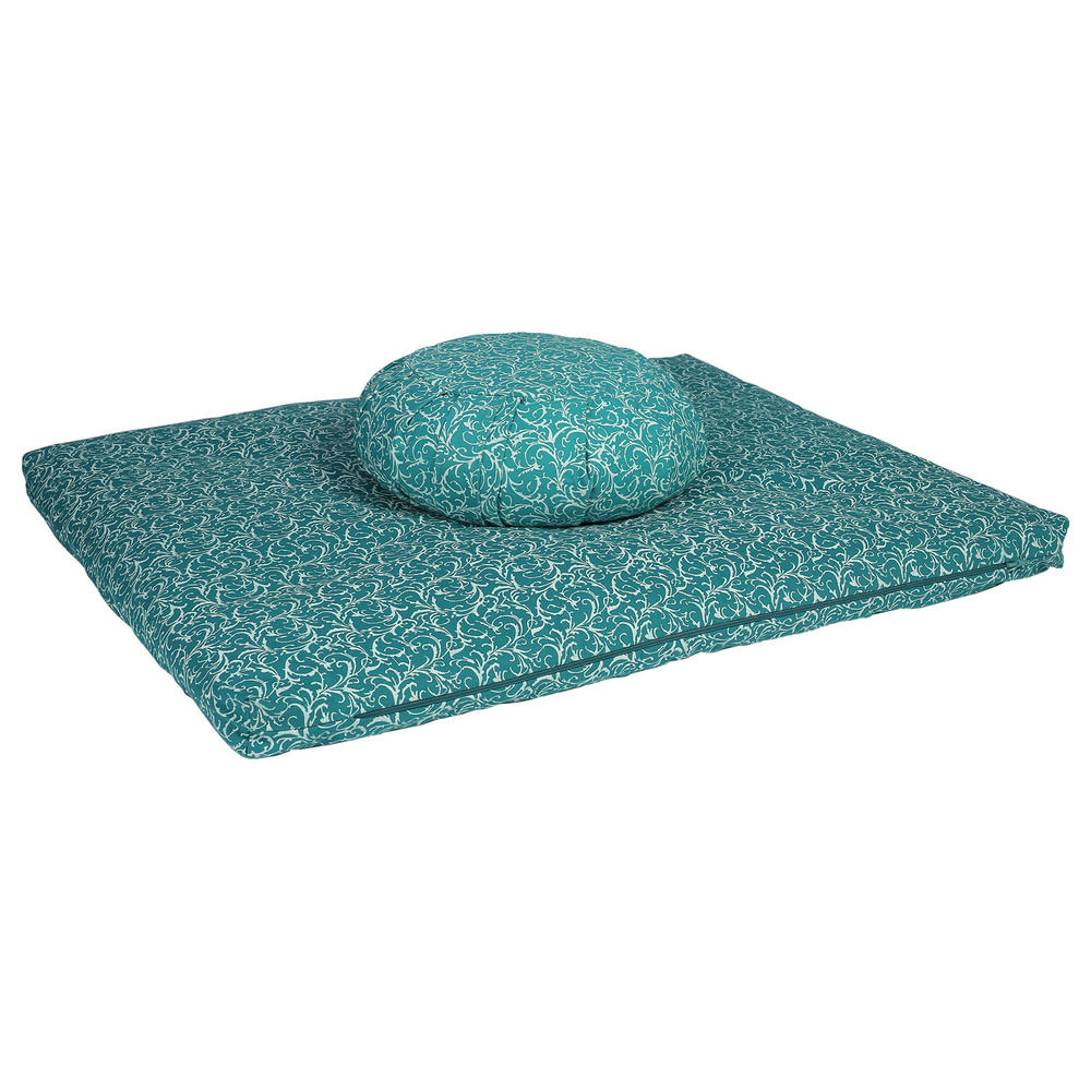 Meditation Cushion Set- Turquoise Dimensions: 38 X 15 Cm  Centimeter (Cm)