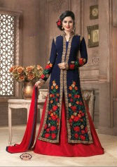 Salwar Suits - Georgette Top Santoon Bottom & Inner Customized Up To Size 42 | Embroidered Pattern Nazneen Dupatta Elegant Embroidery Work