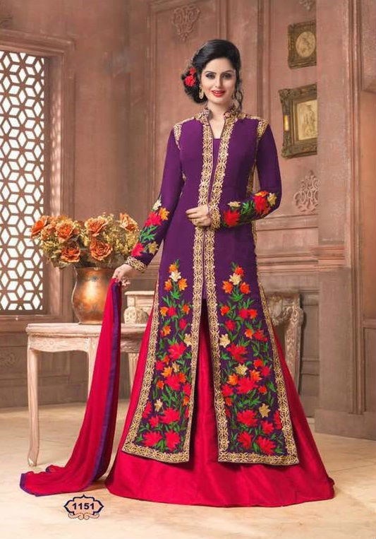 Salwar Suits - Georgette Top Santoon Bottom & Inner Customized Up To Size 42 | Embroidered Pattern Nazneen Dupatta Elegant Embroidery Work