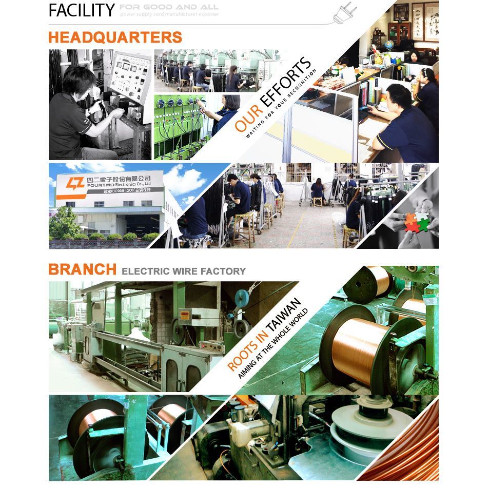 Customized 3 Pole Ac Power Cord Plug