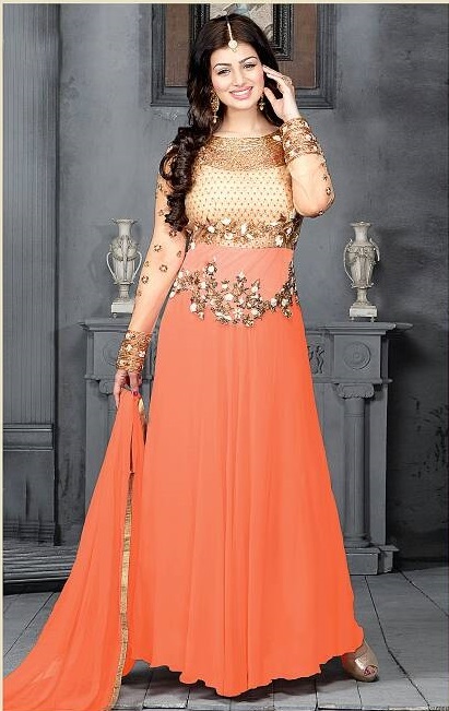 Embroidered Georgette And Net Anarkali Suits