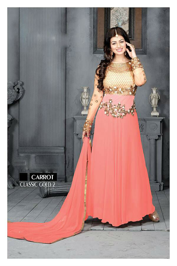 Embroidered Georgette And Net Anarkali Suits