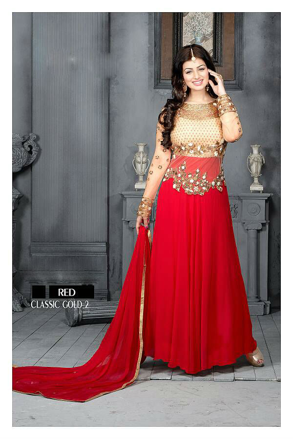Embroidered Georgette And Net Anarkali Suits