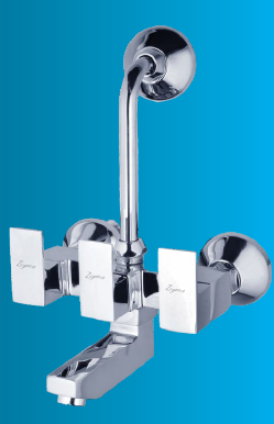Stainless Steel Cubix Wall Mixer With Provision For Overhead Shower