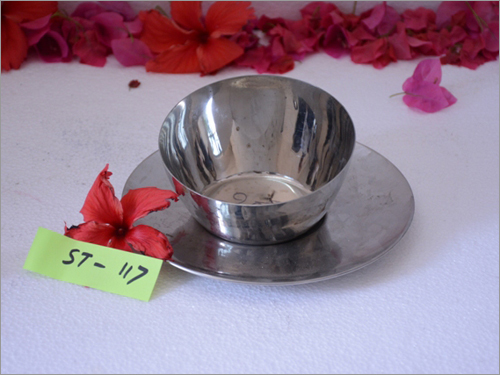 ट्रे के साथ स्टील फिंगर बाउल