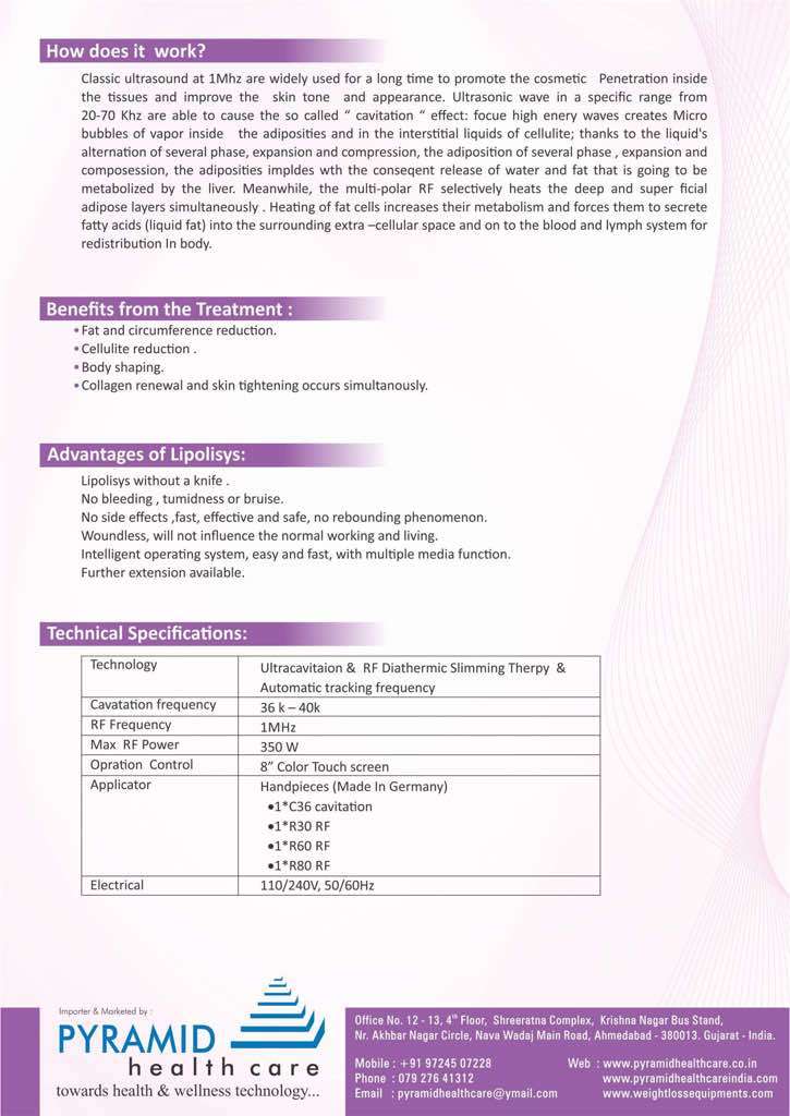 Ultrasonic Cavitation And Rf Diathermic Slimming Machine Application: For Clinical
