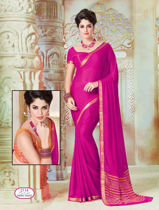 Designer Chiffon Saree - Customized Up To 42" | Unstitched Designer Blouse With Jacquard Border