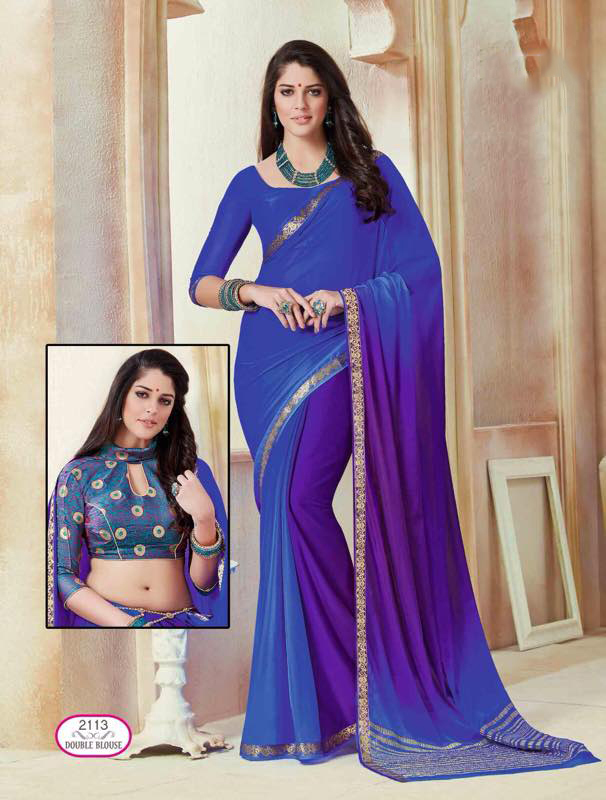Designer Chiffon Saree - Customized Up To 42" | Unstitched Designer Blouse With Jacquard Border
