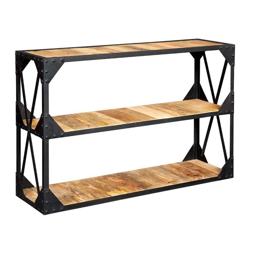 Reclaimed Metal And Solid Wood Tv Stand - 120x35x78 Cm, Handmade Artwork, Eco-friendly And Water Resistant