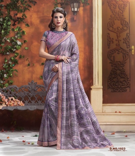 Hand Printed Sarees - Poly Cotton Fabric, Customized Size Up To 42", Unstitched Banglori Silk Blouse, Designer Print And Embroidery