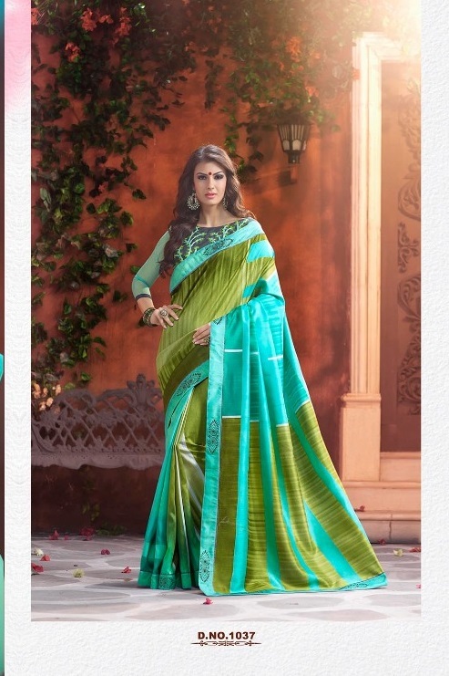 Poly Cotton Sarees - Poly Cotton With Banglori Silk Blouse, Hand Printed Designer Saree In Customized Size Up To 42"