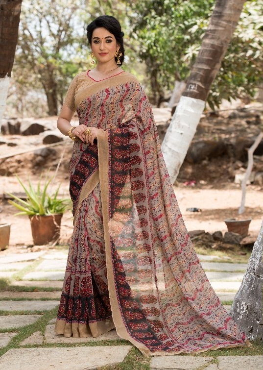 Georgette Printed Sarees Catalog 2007-2017 - Pure Georgette, 5.5mtr Length, 80cm Blouse | Multicolor, Stylish Bollywood Pattern For Formal Occasions