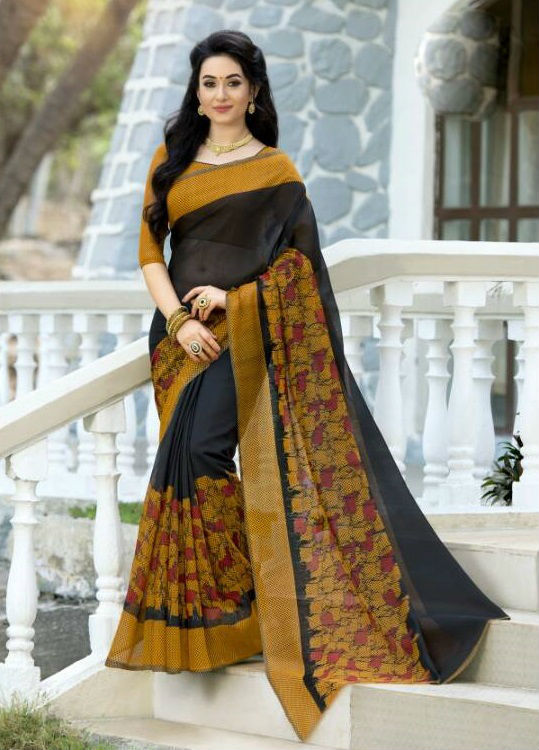 Georgette Printed Sarees Catalog 2007-2017 - Pure Georgette, 5.5mtr Length, 80cm Blouse | Multicolor, Stylish Bollywood Pattern For Formal Occasions