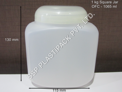 1 Kg Square Jar - Rigid Plastic, 1 Kg Size | Durable and Versatile Storage Solution