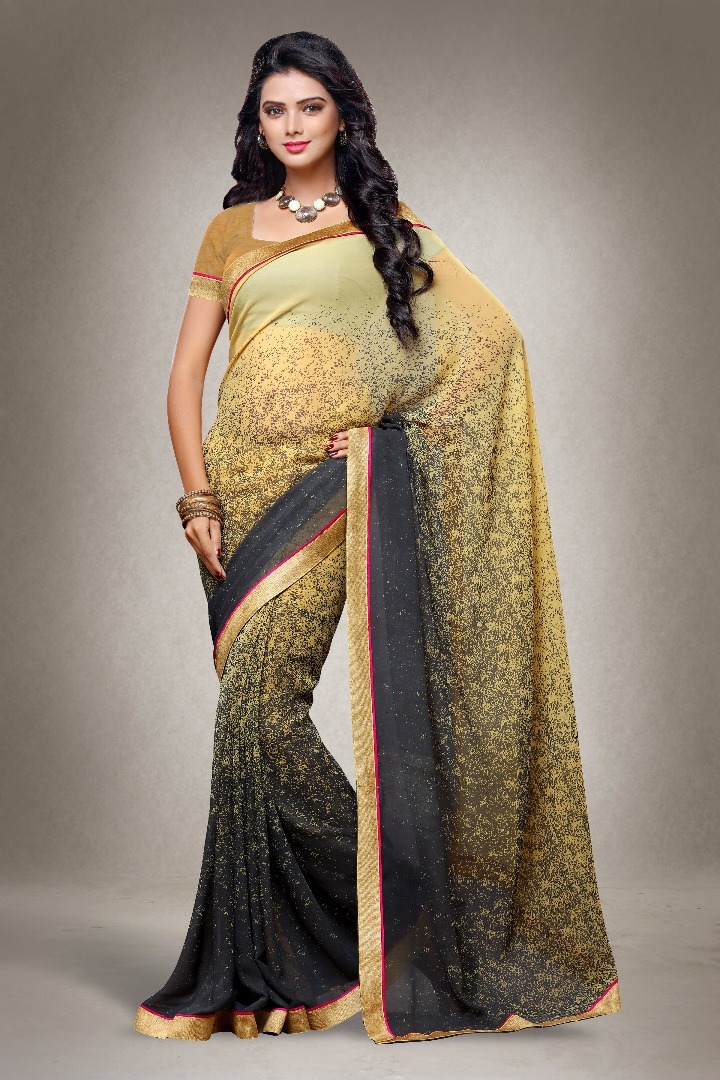 Georgette Printed Sarees Catalog 2007-2017 - Pure Georgette, 5.5mtr With 80cm Blouse | Multicolour, Bollywood Style For Formal Occasions